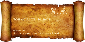 Moskovicz Álmos névjegykártya